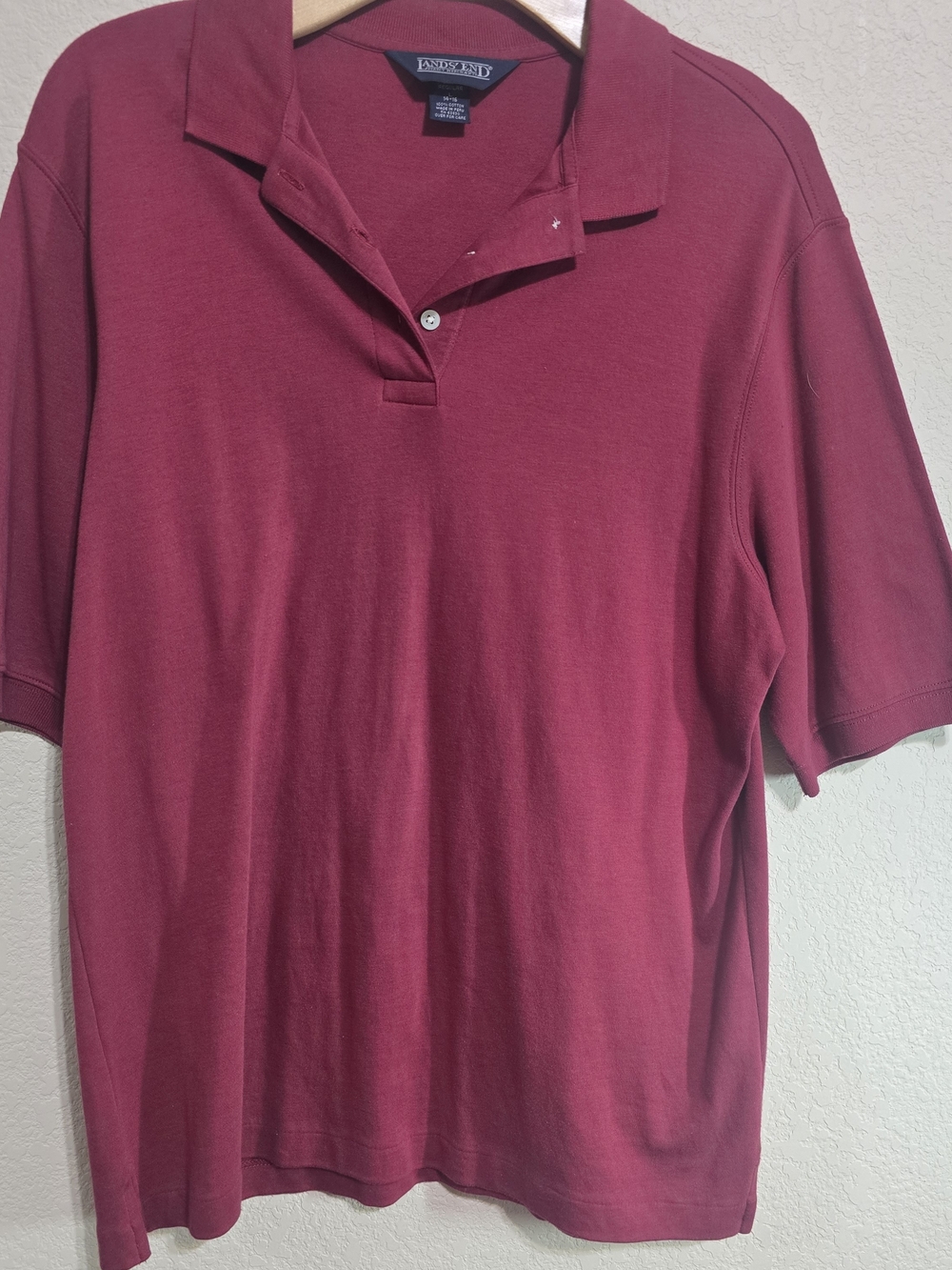 Lands' End Women's Button-Down Polo in Burgundy